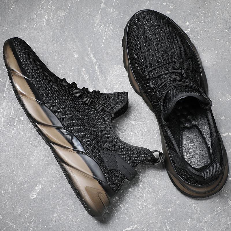 Flying Woven Men's Shoes Summer Sports Breathable Casual Mesh Shoes Soft-soled Mesh Shoes Men's Dirt-resistant Travel Shoes Trendy Coconut Shoes