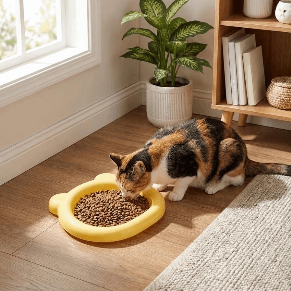 Plastic Cat Food Plates Food Grade Pet Snack Dish Lightweight Kitten Bowl Daily Use