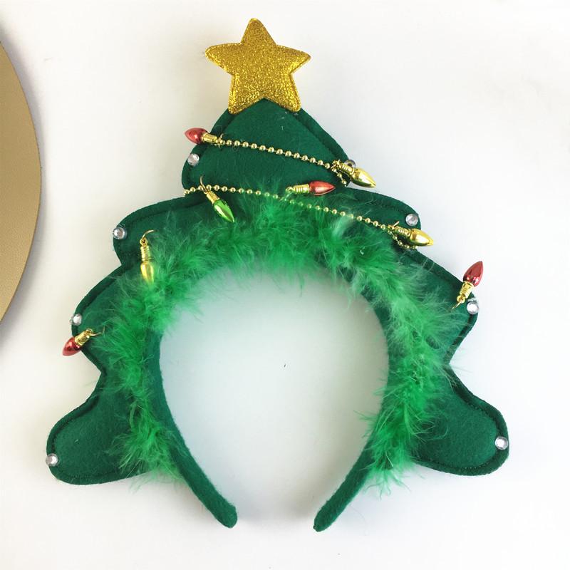 

Праздничный зеленый ободок с рождественской елкой - Милый праздничный аксессуар для костюма