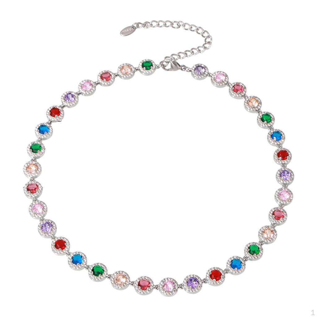 Necklace for Women with Rhinestones, Chain Link Design Birthday And Party