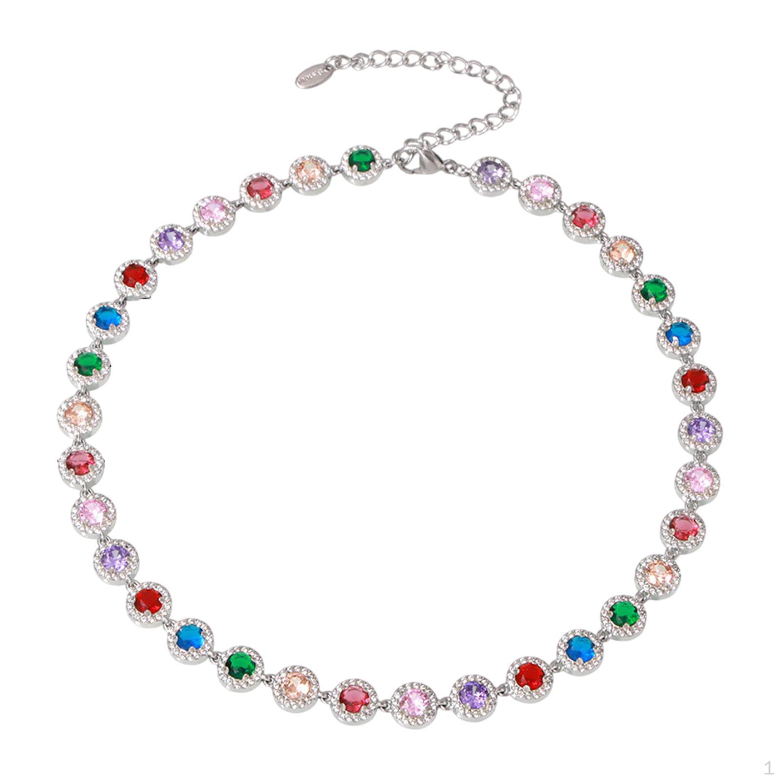 

Necklace for Women with Rhinestones, Chain Link Design Birthday And Party
