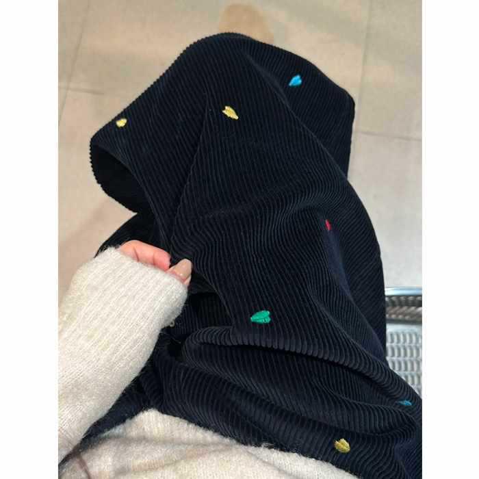 Women s Embroidered Fleece-Lined Corduroy Wide-Leg Pants Medium