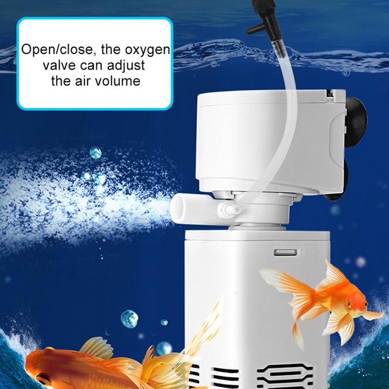5 In 1 Aquarium Filter Pump Fish Tank Submersible Air Oxygen Aerator Aquarium Air Pump Water Circulation Changer Pump Wave Maker