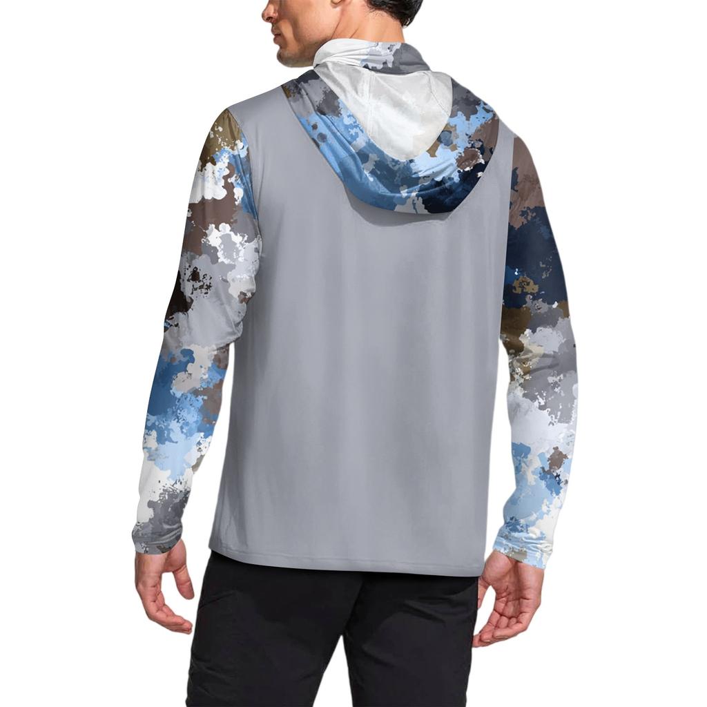 Herrenhemd mit Maske Leichtgewicht Langarm Kapuze Wandern Angeln Performance