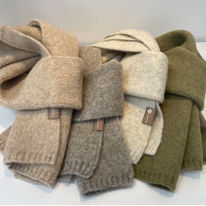 Pletený jednobarevný vlněný pár Malý šátek Silný teplý šátek