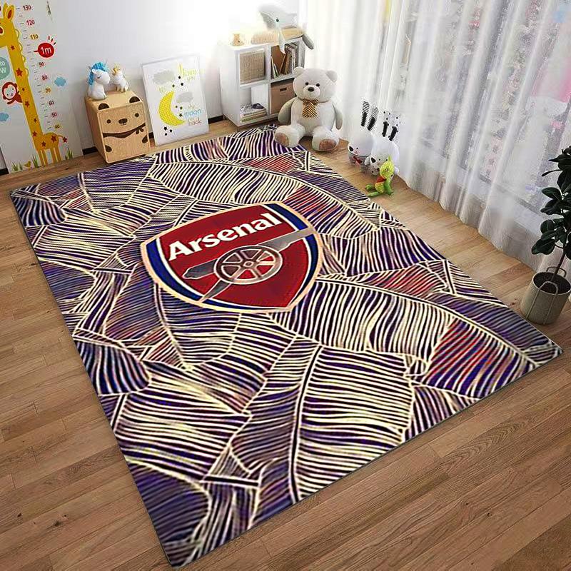 Tappeto con Design del Logo dell'Arsenal e Sfondo con Motivo Astratto di Foglie Adatto per l'uso come antiscivolo per soggiorno, camera da letto, divani