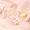 Retro Pattern Ring With Diamonds, Love Lord Totem Ring 5-Piece Set, Ring 5-Piece Set