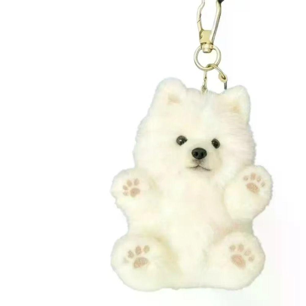 PP Cotton Samoyed Plush Ornaments Lifelike Samoyed Plush Toy  Backpack Decoration