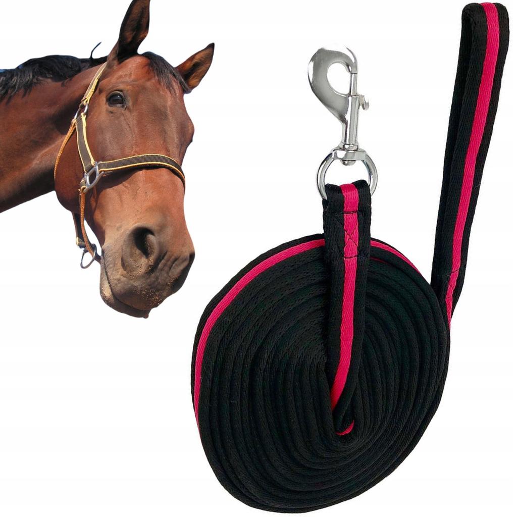 York Cotton Lunge Line for Horse 8.5 M BLACK-RASPBERRY Work with a Horse Halter