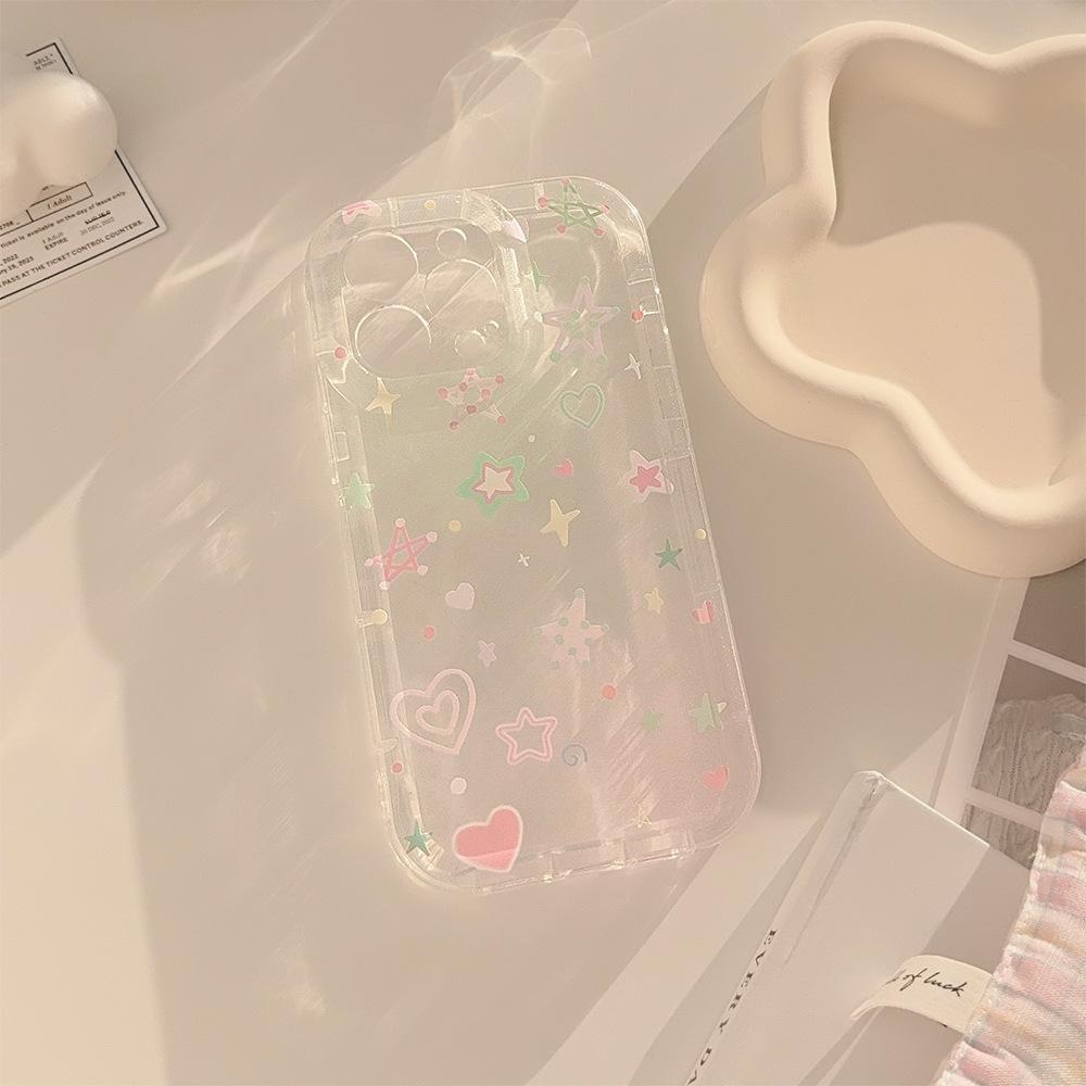 Ins Dopamine Color Stars for Apple 15 Promax Mobile Phone Case for IPhone 13 New Model 14 Women's Model 16