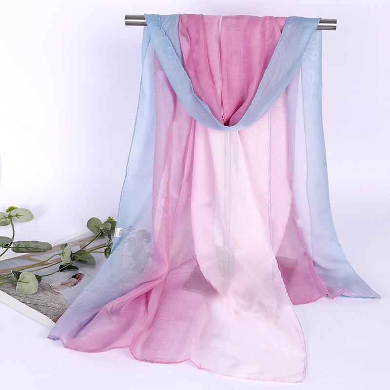 Damen Schal aus Seide mit Farbverlauf: Vielseitiger, leichter Schal für den Sommer, Tanz und Körperformung, lang und dünn aus Georgette.