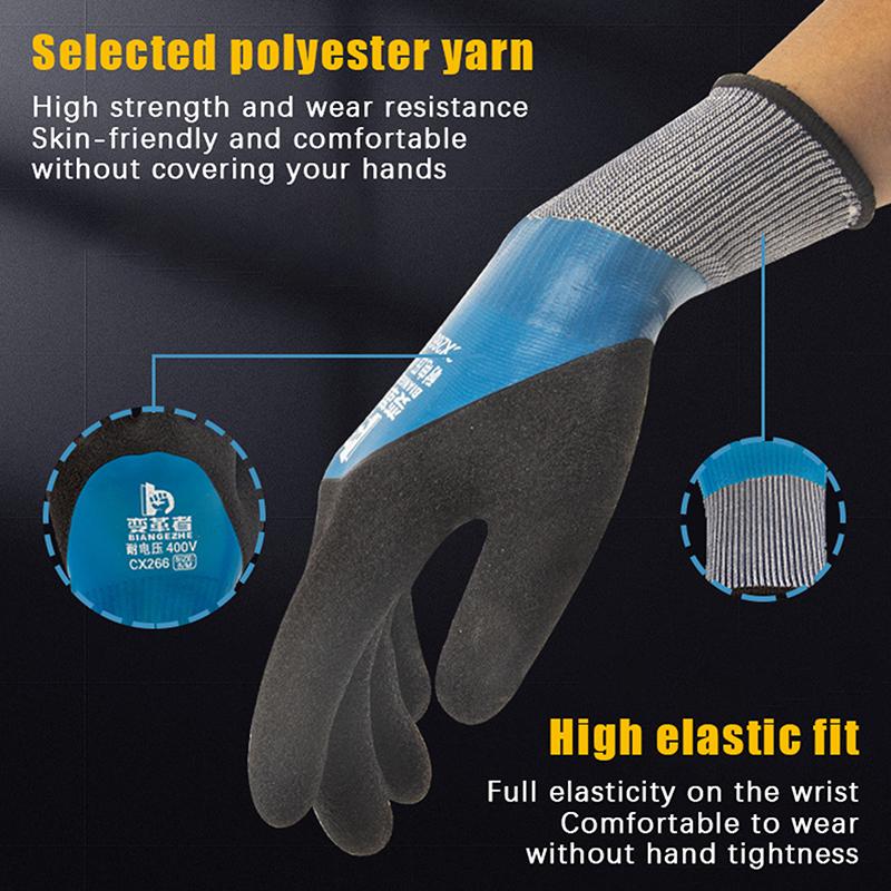 1 Pair Withstanding Voltage 400/1000V Rubber Insulation Glove For Electrical Maintenance Home Electrician Insulating Gloves