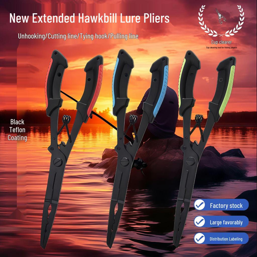 Black Teflon Eagle Beak Fishing Pliers: Multi-functional Hook, Line Cutter & Fish Control Tool