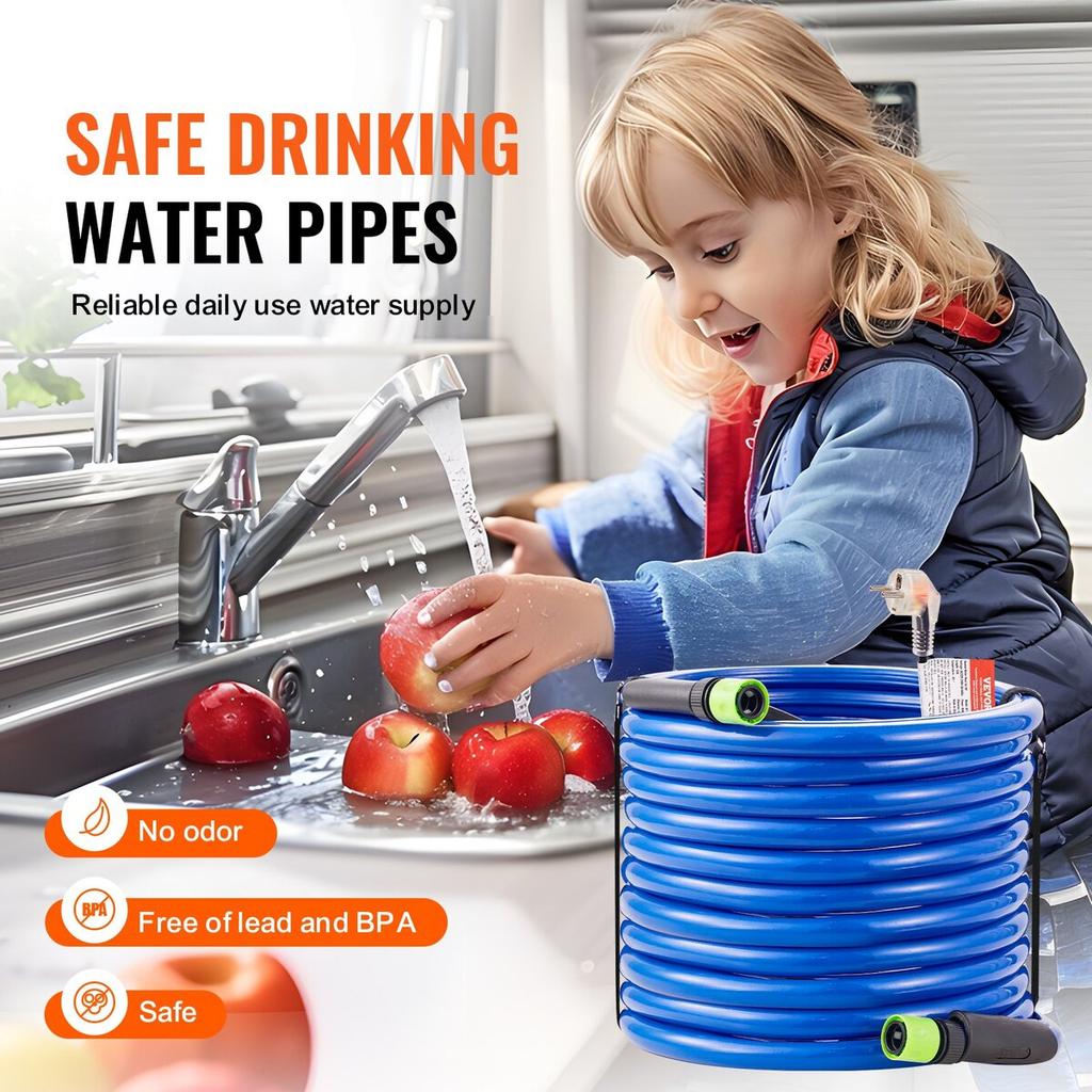 75ft Heated Water Hose for RV -45℉ Antifreeze Heated Drinking Water Hose
