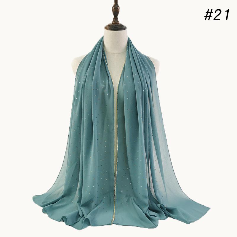 Lain Pearl Bubble Chiffon Diamond Rhinestone Shawl Scarf High Quality Shimmer Beads Headband Wrap Foulard Muslim Hijab Sjaal