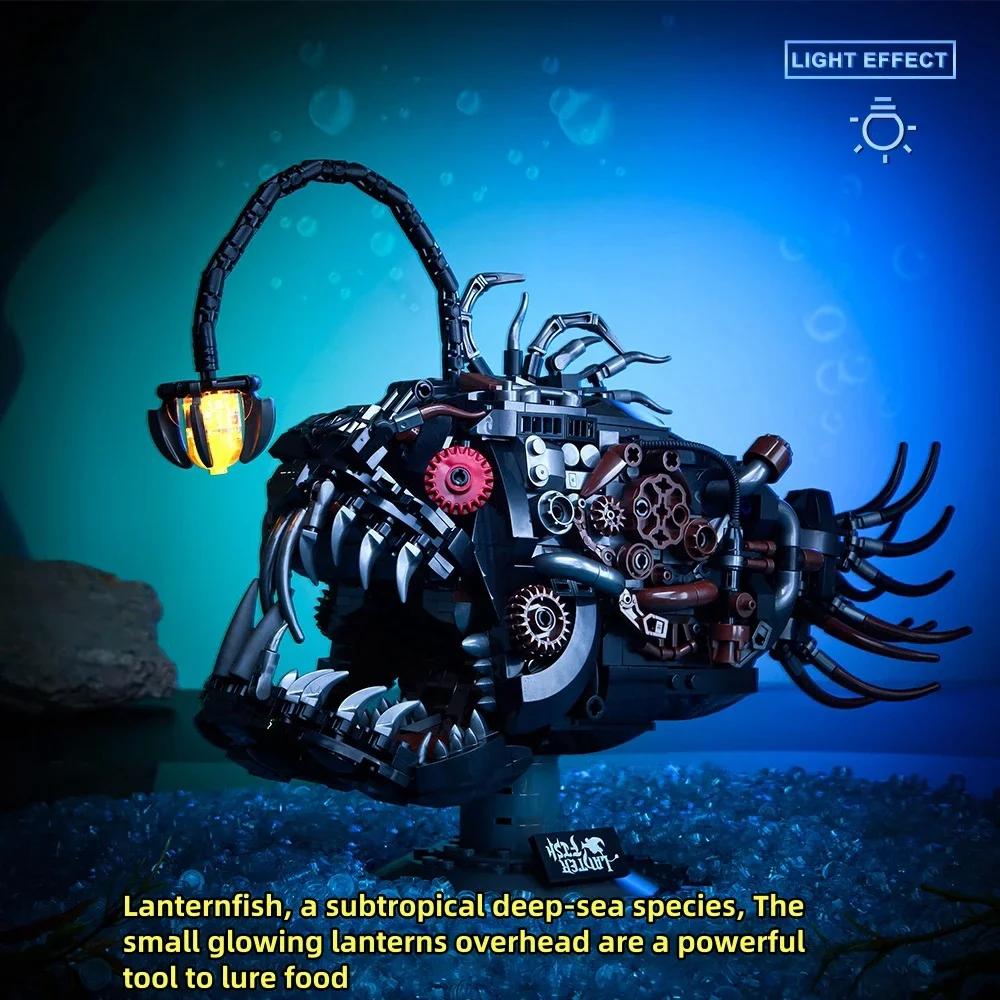NEW Mechanical Lantern Fish Building Blocks for Kids MOC Assembling Model Bricks Toys Birthday Christmas Halloween gifts