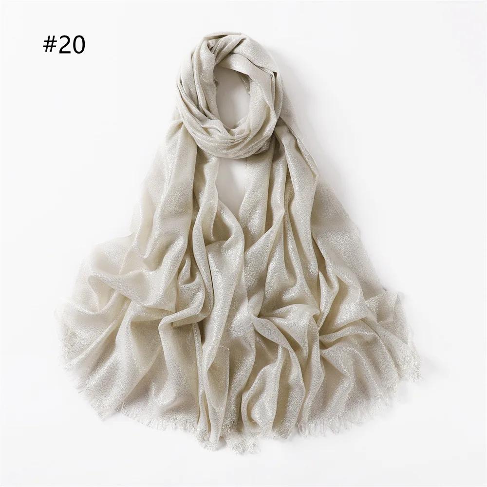 New Fashion Glitter Hijab Cotton Scarf Wraps Autumn Headscarf Shawls Muslim Scarf For Women Shimmer Fringe Scarves Instant Hijab
