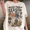 Vintage Halloween Comfort Colors T-Shirt: Retro Skeleton, Pumpkin & Ghost Design