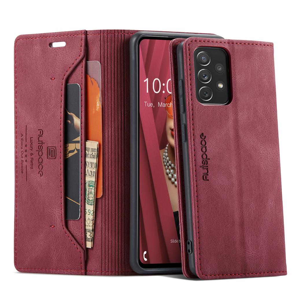 Premium Vintage Leather Wallet Case for Samsung Galaxy A72 4G/5G - RFID Protection Flip Cover with Card Slots, Shockproof Retro Style (4 Colors)