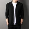 Men's Solid Color Knit Cardigan - Anti-Pilling Casual Jacket for Autumn/Winter 2024