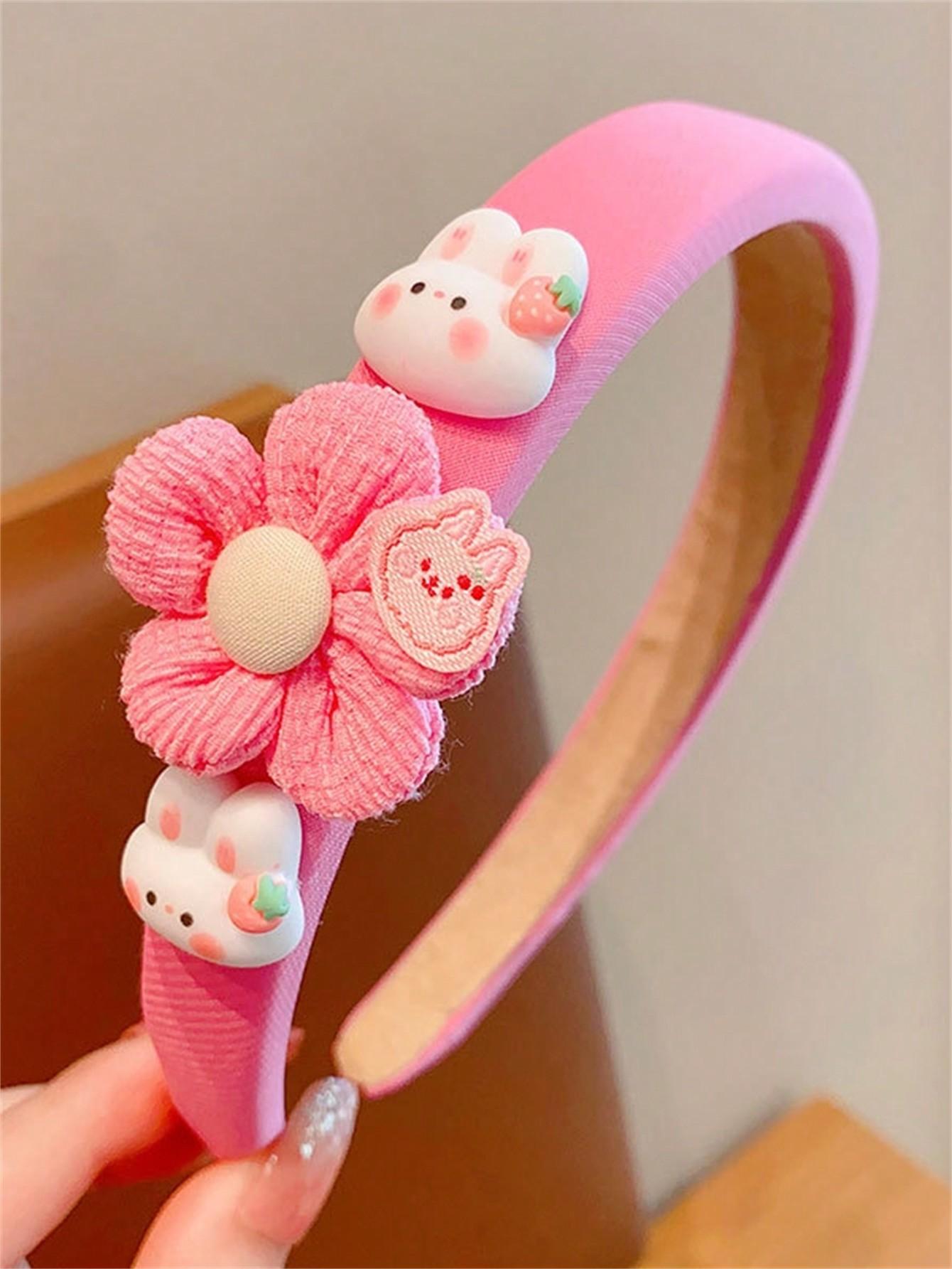 

1 женская весенняя розовая мультяшная повязка на голову с изображением кролика для мытья волос под давлением Size fits all