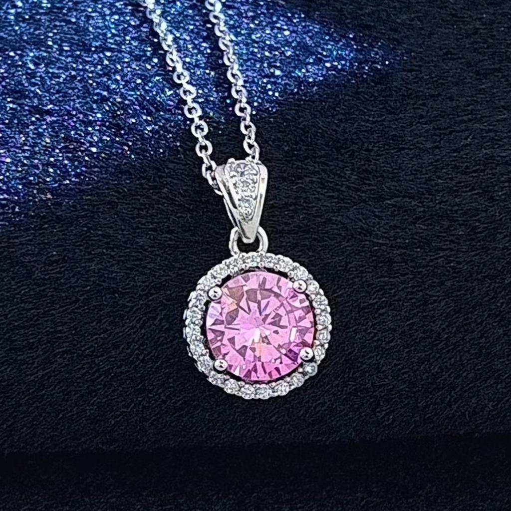 Fashion Versatile Imitation Princess Round Bag Zircon Women's Pendant Necklace Jewelry Qixi Festival Valentine's Day Collarbone Chain