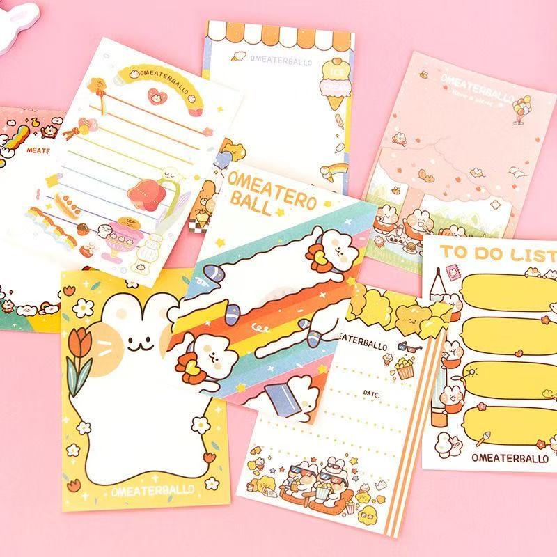 Kawai Message Nico Meow Cartoon Tearable Notebook Portable Small Memo List 100 Pieces 6 Types Office School Supplies Lovely