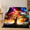 Tree of Life Nordic Mythology Yggdrasil Nature Cartoon Flannel Blanket Soft Throw Blanket for Bedroom Living Room Bed Travel Kid