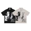 Clothing Life American Casual Hip Hop Feng Shui Graffiti Printing Short Sleeve Shirt Men's and Women's Loose Retro Trend Shirt