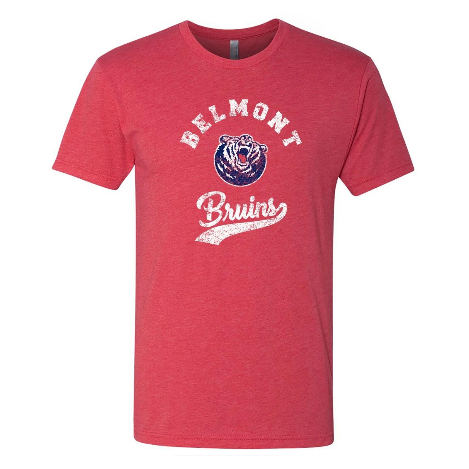 Belmont Bruins Retro Script Triblend T-Shirt - Vintage Red M