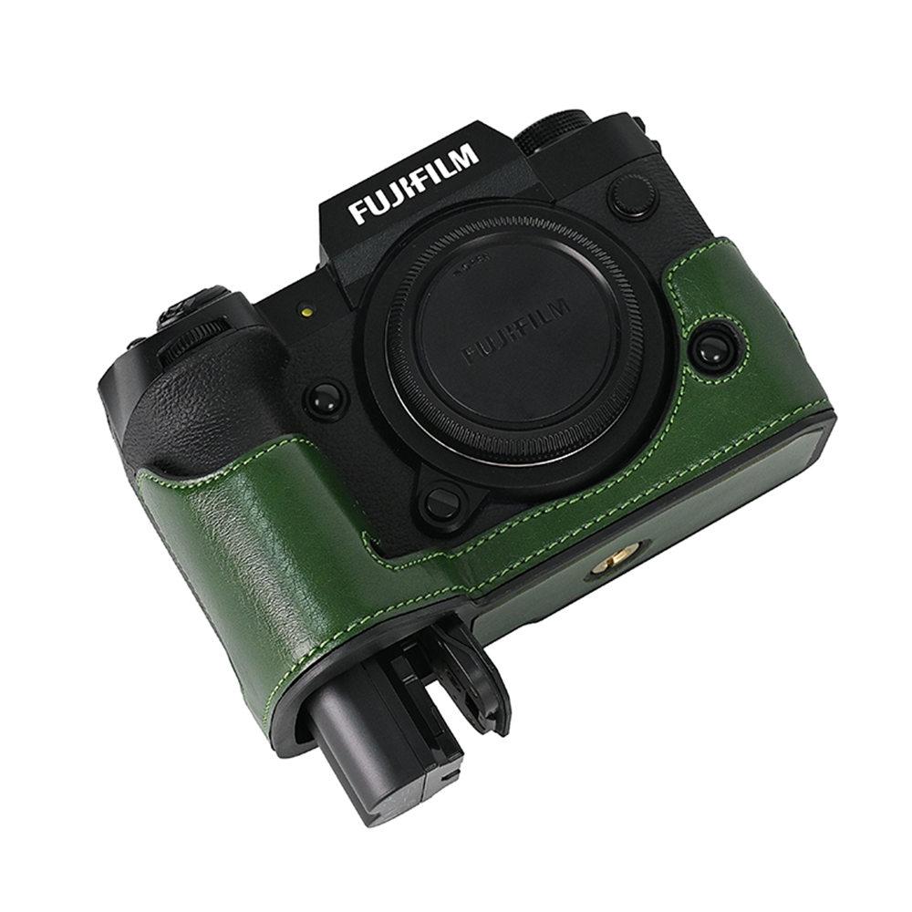 Półpokrowiec na aparat z PU skóry dla Fujifilm XH2 XH2S Fuji X-H2 X-H2S Otwierany od dołu Pokrowiec ochronny
