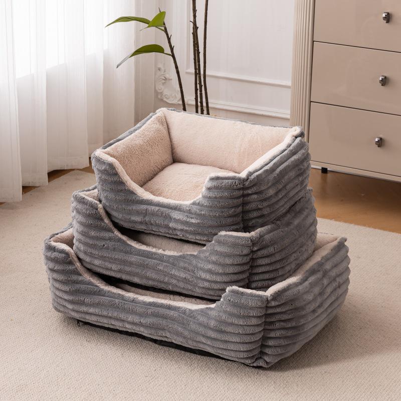 Corduroy Velvet Thickened Pet Nest: Removable & Washable Cat and Dog Bed for Autumn and Winter