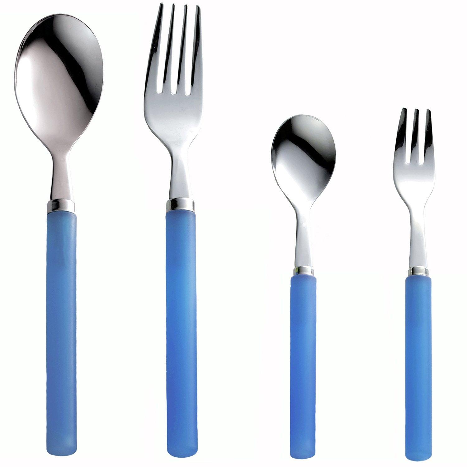 Nagao Frosty Dinner Cutlery 4 Made in Japan Set, Pieces, Blue,