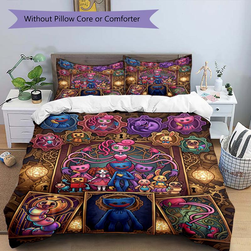 3pcs Duvet Cover Set (1*Duvet Cover + 2*Pillowcase, Without Core), Poppy Playtime Print Bedding Set, Bedroom Decor, All‑Season, Birthday Gift
