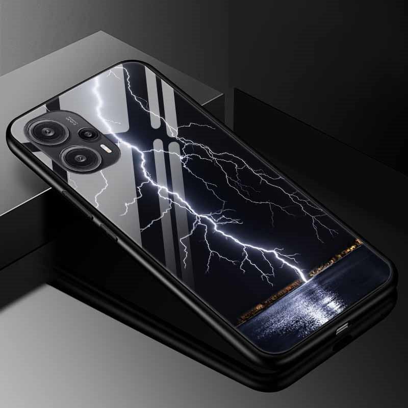 Tempered Glass Phone Case For Xiaomi Poco F5 5G F5Pro Cover Poco F5 Pro Redmi Note 12S 12C 12 4G Luxury Hard Back Bumper PocoF5