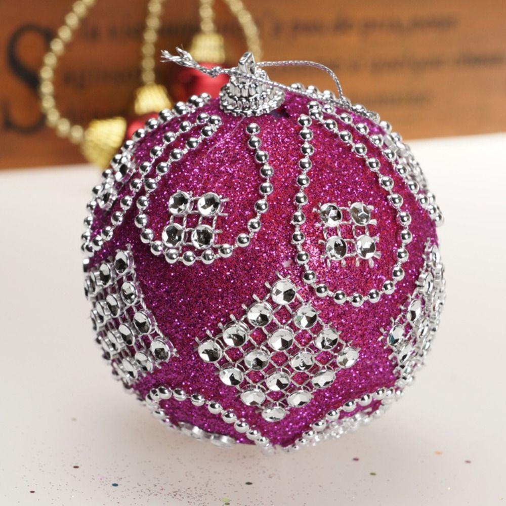 8CM Christmas Rhinestone Glitter Balls Foam Shiny Christmas Tree Ornament Decorative Hanging Christmas Ball Gifts