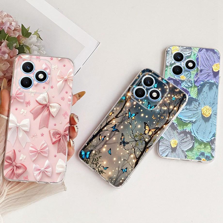 For Honor X8D 4G 2025 Phone Case Soft Transparent Silicone Back Cover Butterfly Dragon Cat Floral Painting Bumper Funda