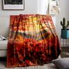 Autumn Forest Sunrise blanket with Red Leaves and Scenic Landscape  blanket, suitable for use in the bedroom, living room, on the sofa