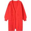 2025 Women's Solid Color Pocket Cardigan: Korean Style Knit Outerwear for Autumn/Winter