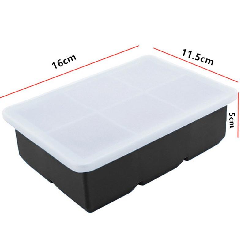 

6 ячеек Большая форма для льда Большая форма для кубиков льда из пищевого силикона Квадратная коробка для кубиков льда Форма для самодельных ледяных блоков для бара Виски Легко извлекается