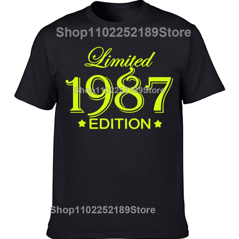Novelty Awesome 1987 38 Years Old T Shirts Tee Tops Round Neck Short-Sleeve Fashion Tshirt Clothing Casual Basic T-shirts
