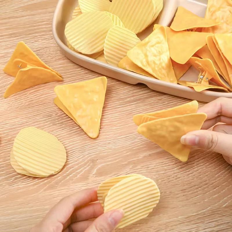 5Pcs New Creative Simulation Potato Food Bag Storage Spring Sealing Clamp Hand Ledger Decoration Realistic Modeling Small Clip