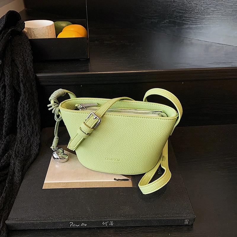 Summer Small Saddle Simple PU Solid Shoulder Bags for Women 2026 New Versatile Portable Stylish Design Essential Crossbody Bags