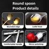 Kaffeelöffel aus Edelstahl mit rundem Kopf, langem Stiel, Eiscreme-Rührlöffel, Dessert-Mischlöffel, Küchengeschirr-Dekoration