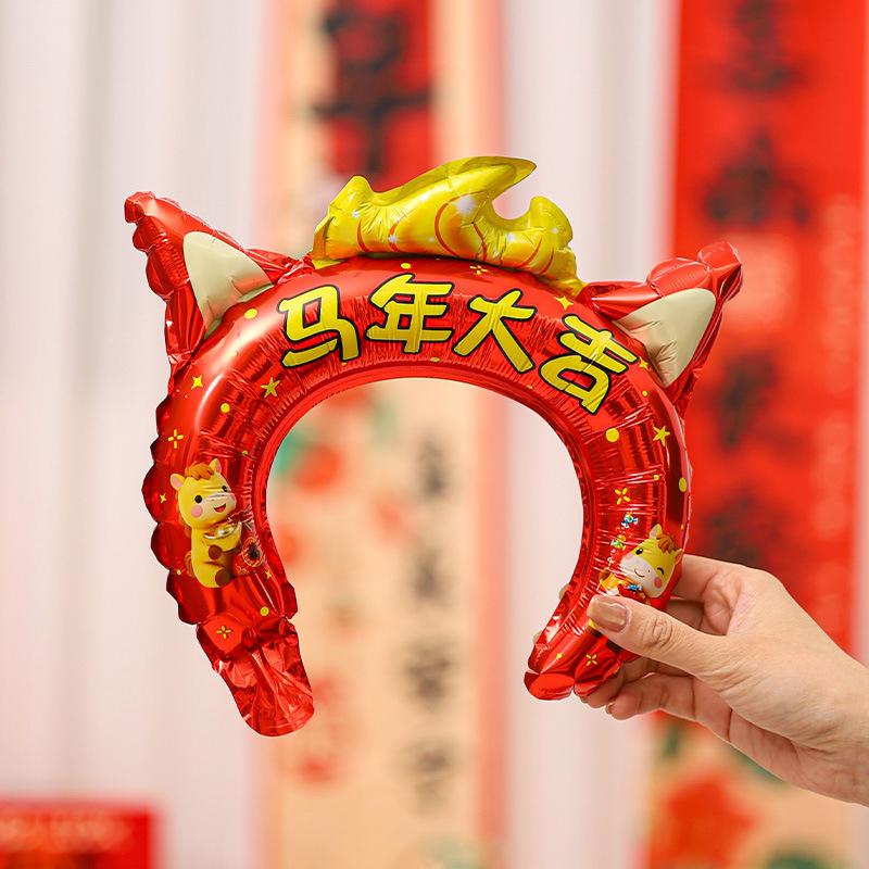 10Pcs 2026 Year Of The Horse Balloon Hair Cards Headwear New Year Party Hair Accessories Cross Year Celebration Decor Supplies