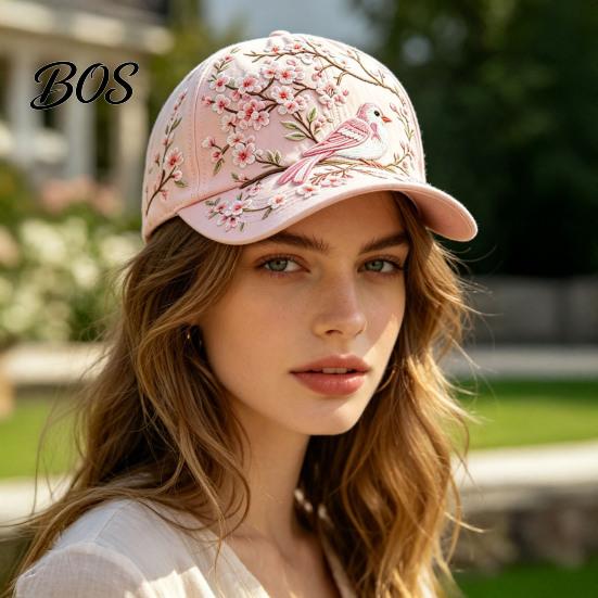 Cappello Estivo Cappellino da Baseball per Donna, Cappello con Ricamo Fiore Uccello, Leggero Traspirante Vestibilità Regolabile Giardinaggio Sole Primavera Esterno