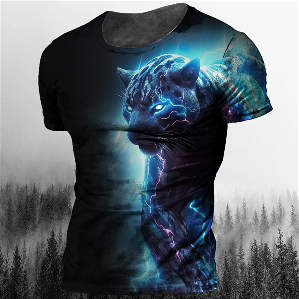 Men's T-Shirt 3d Animal Print Short-Sleeved O-Neck Top 3d Casual Street Men's T-Shirt Oversized Retro T-Shirt Men's Clothing