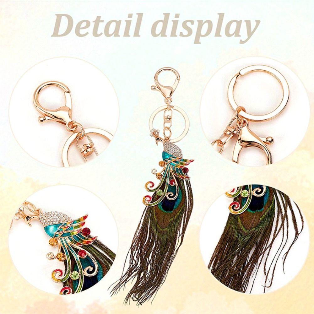 Ethnic Style Peacock Feather Key Chain Imitation Peacock Bag Pendant  Small Gifts