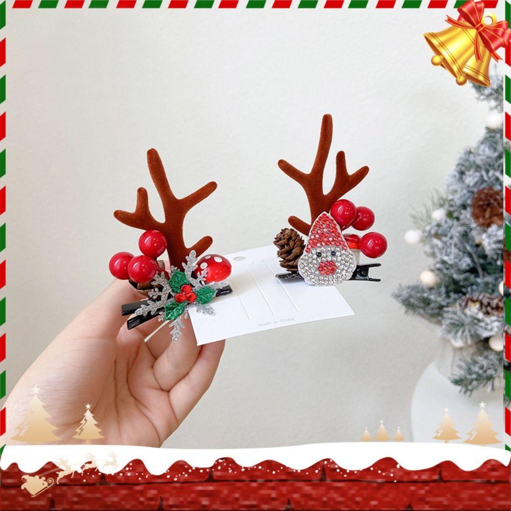 Kawaii Christmas Hair Clips Hair Accessories Cartoon Barrettes Hair Pin Antler Hairpin  Xmas