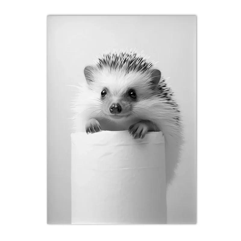 Black and White Otter Squirrel Canvas Painting Poster Prints Nordic Wall Art Home Decor Bathroom Animal Art